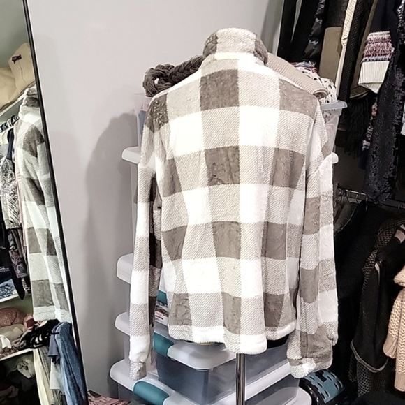 Plaid Buffalo Teddy Fleece Boxy Jacket Shacket Coat NEW! - Picture 8 of 8